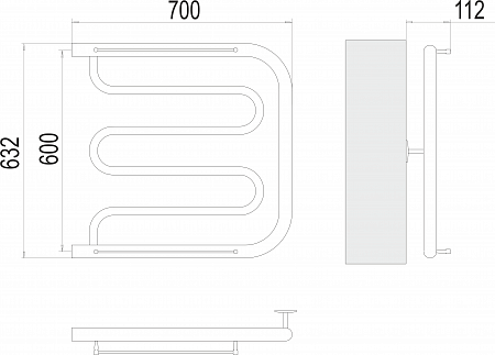 Фокстрот БШ 600х700 Полотенцесушитель  TERMINUS Минусинск - фото 3