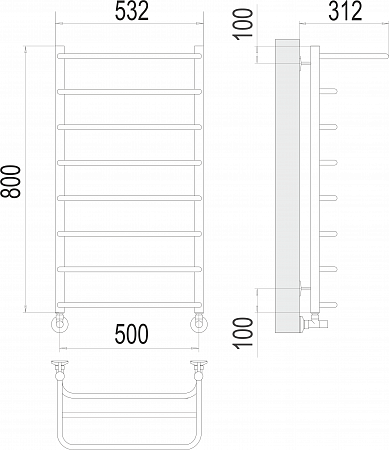 Полка П8 500х800  Полотенцесушитель  TERMINUS Минусинск - фото 3