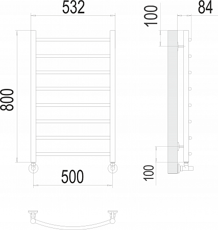 Классик П8 500х800 Полотенцесушитель  TERMINUS Минусинск - фото 3