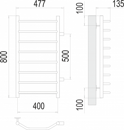 Виктория П8 400х800 бп500 Полотенцесушитель  TERMINUS Минусинск - фото 3
