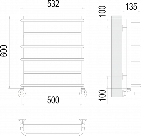 Евромикс П6 500х600 Полотенцесушитель  TERMINUS Минусинск - фото 3