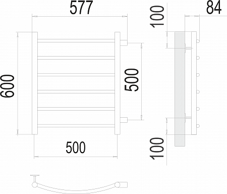 Классик П6 500х600 бп500 Полотенцесушитель  TERMINUS Минусинск - фото 3