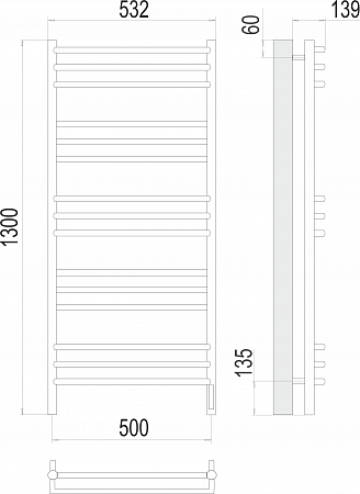 Прато П15 500х1300 электро (sensor quick touch) Полотенцесушитель  TERMINUS Минусинск - фото 3