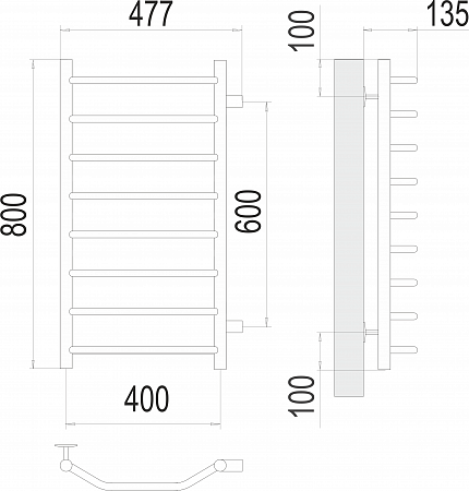 Виктория П8 400х800 бп600 Полотенцесушитель  TERMINUS Минусинск - фото 3