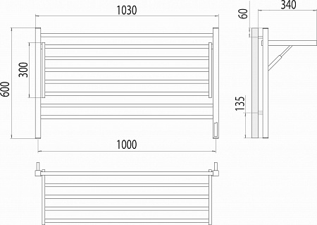 Горизонт П8 1000х600 электро КС ЧЕРНЫЙ МУАР (sensor quick touch) Полотенцесушитель TERMINUS Минусинск - фото 5