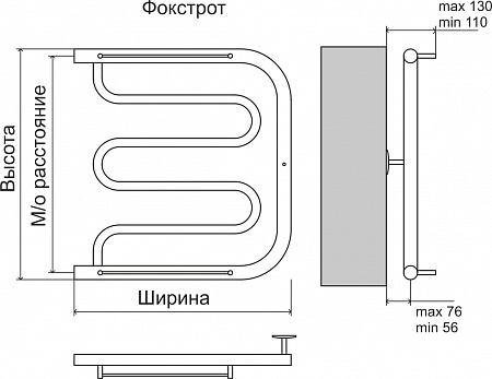 Фокстрот AISI 32х2 600х700 Полотенцесушитель  TERMINUS Минусинск - фото 3